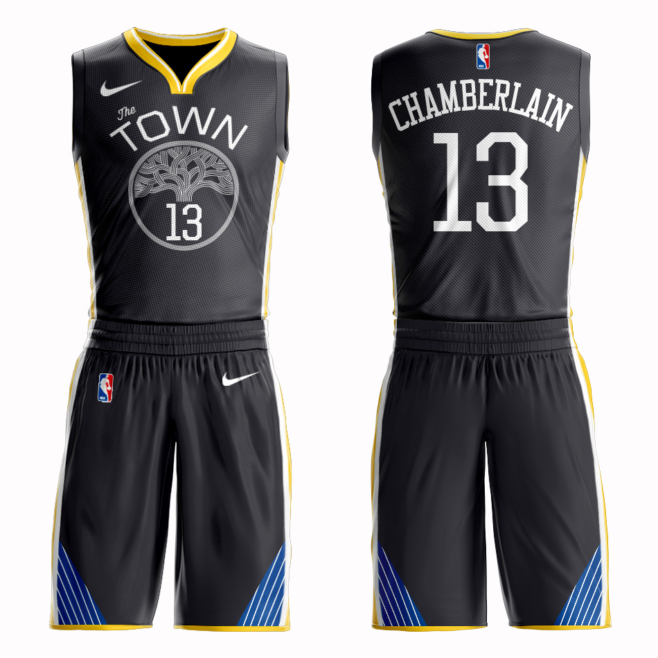 Men 2019 NBA Nike Golden State Warriors #13 Chamberlain black Customized jersey